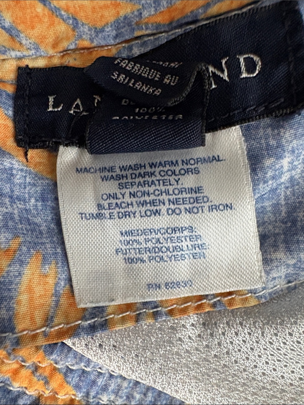 Lands' End Blue Swim Shorts with Orange Pineapple Print - Picture 4 of 10